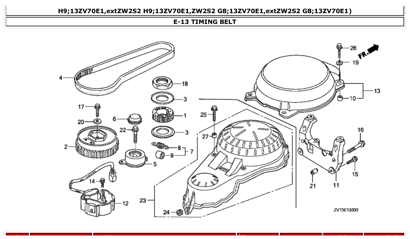 Honda BF30D4 TIMING BELT parts diagram