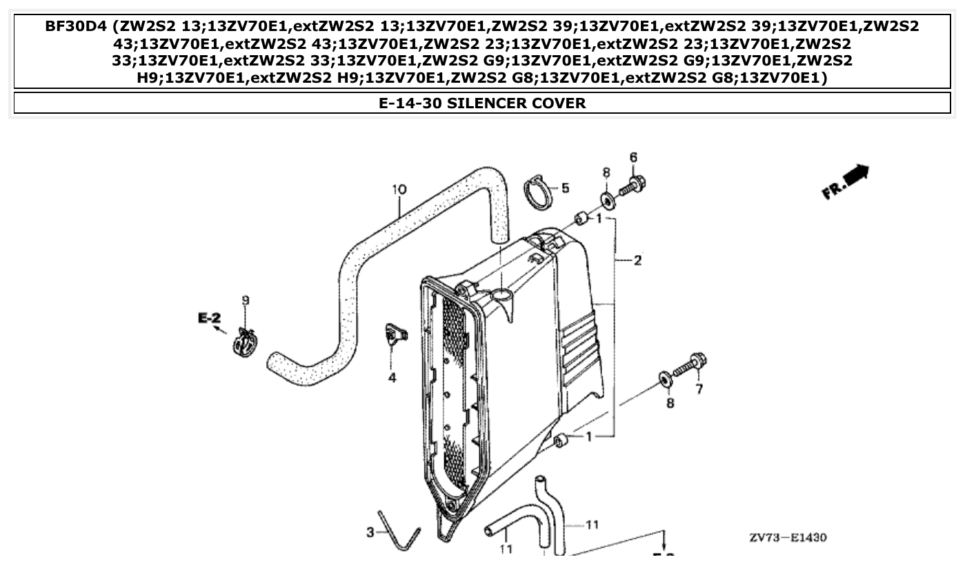 Honda BF30D4 SILENCER COVER parts diagram