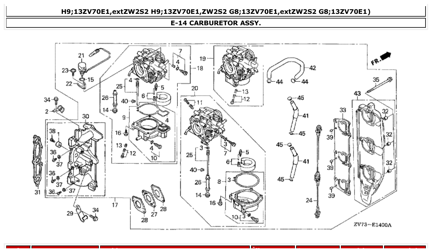 Honda BF30D4 CARBURETOR ASSY. parts diagram