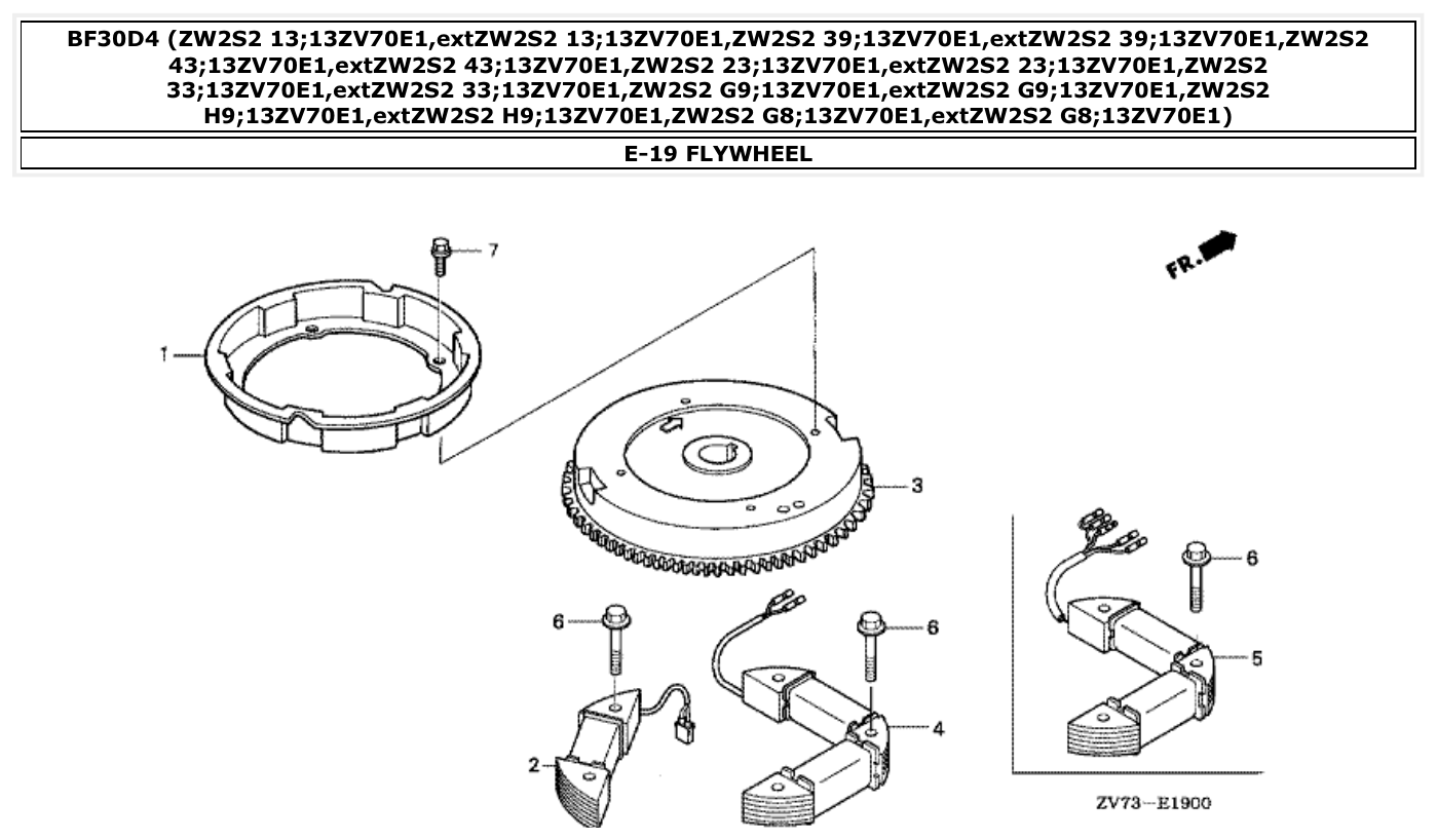 Honda BF30D4 FLYWHEEL parts diagram