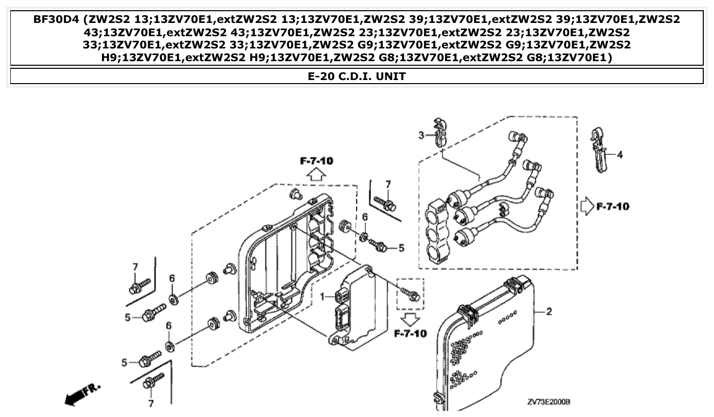 Honda BF30D4 C.D.I. UNIT parts diagram