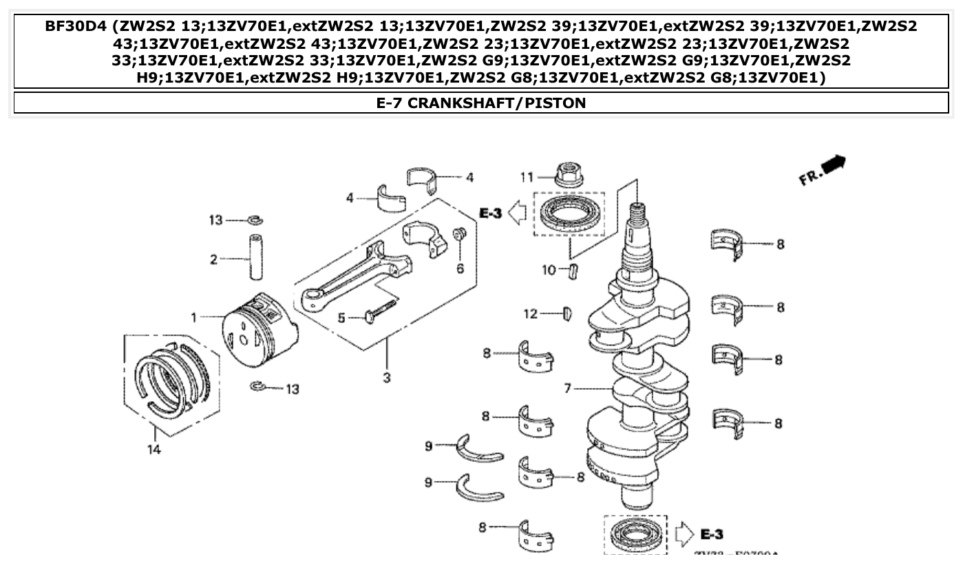 Honda BF30D4 CRANKSHAFT/PISTON parts diagram