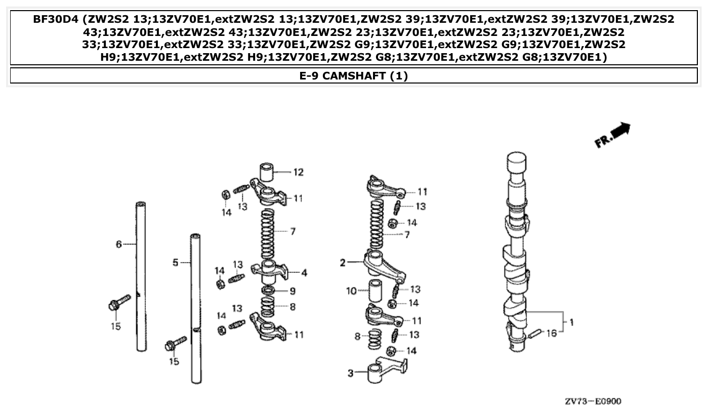 Honda BF30D4 CAMSHAFT (1) parts diagram