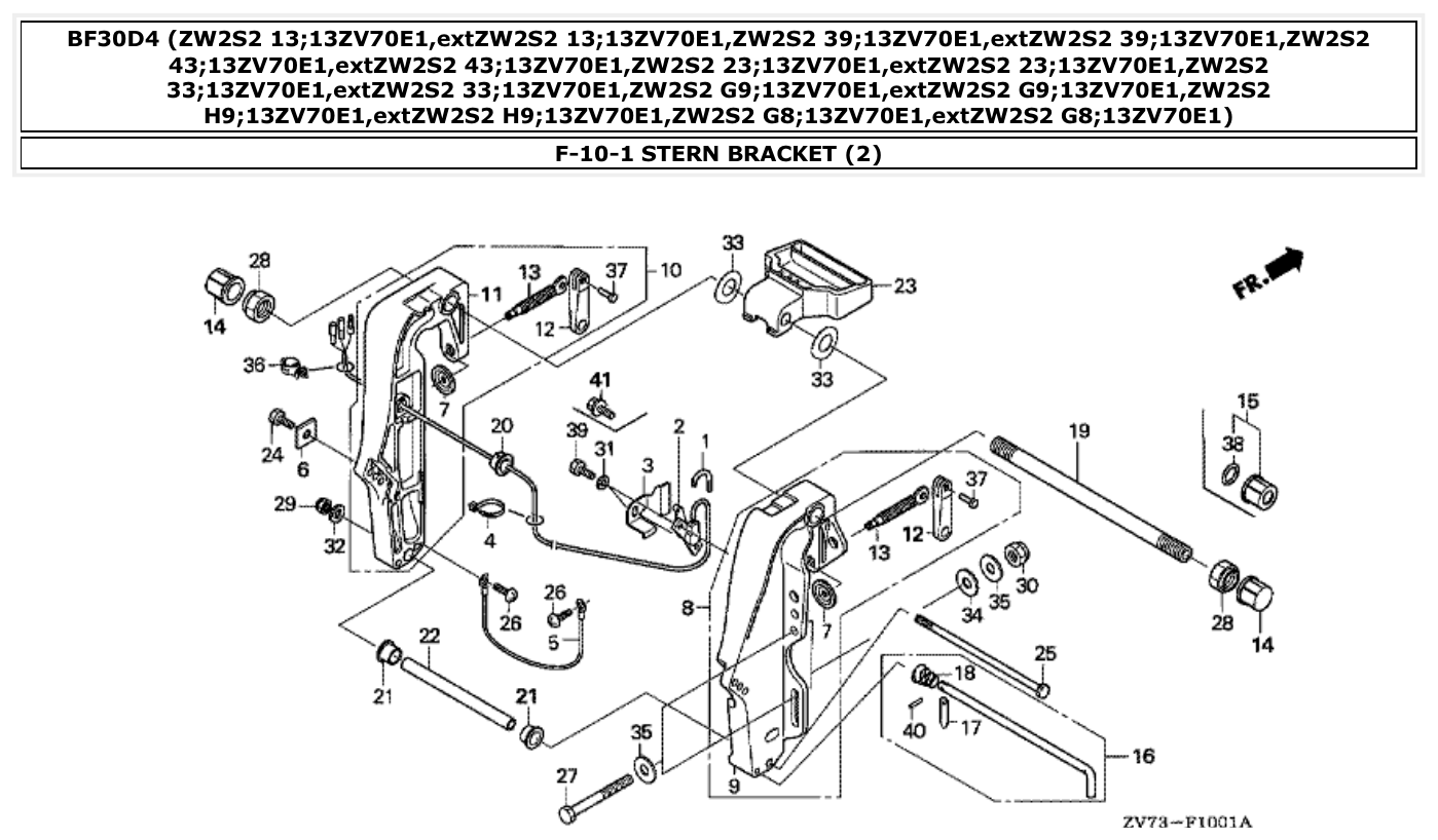 Honda BF30D4 STERN BRACKET (2) parts diagram
