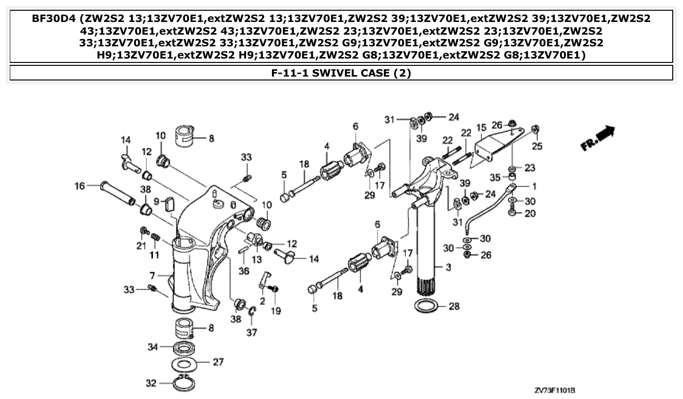 Honda BF30D4 SWIVEL CASE (2) parts diagram