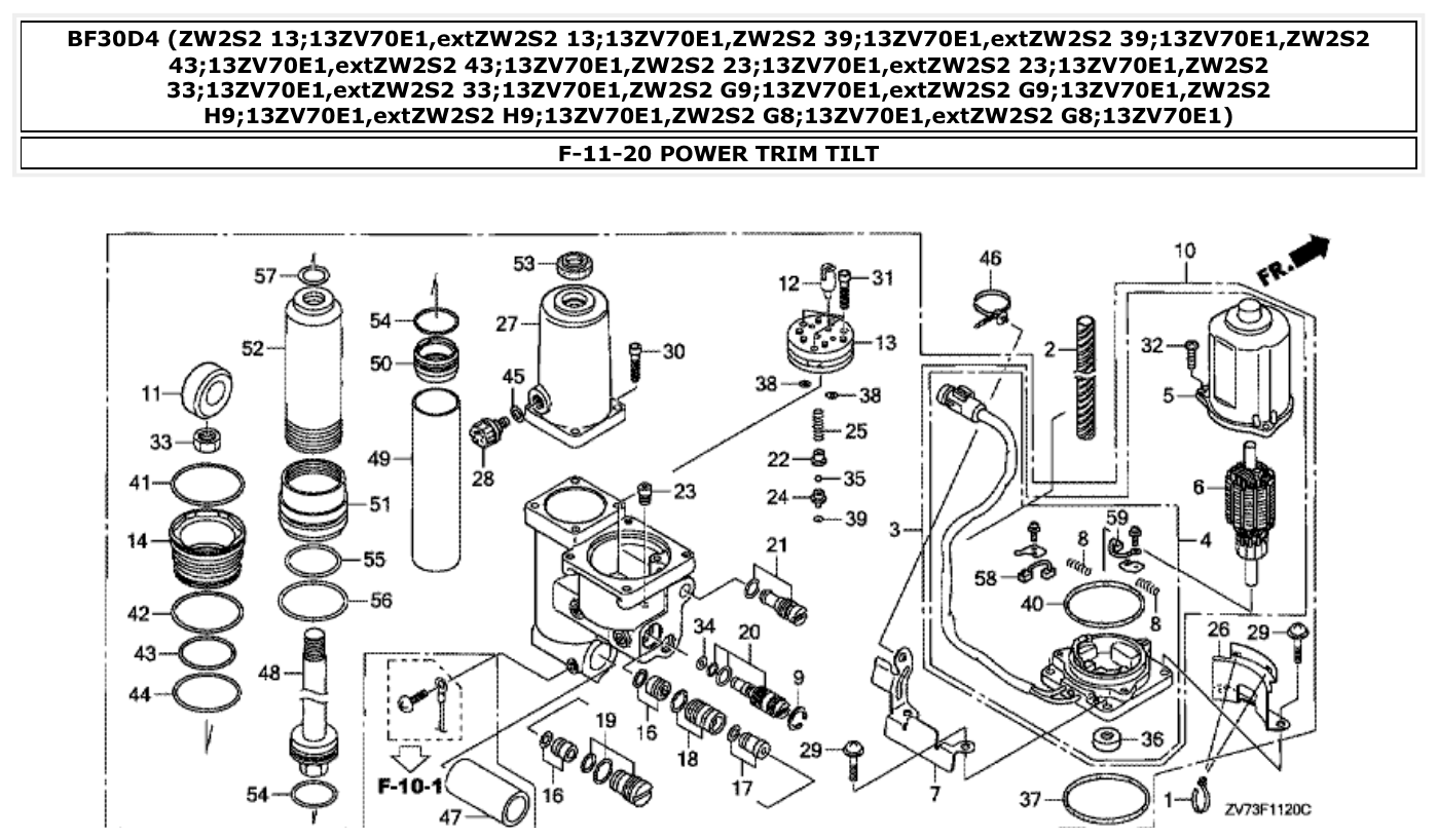 Honda BF30D4 POWER TRIM TILT parts diagram