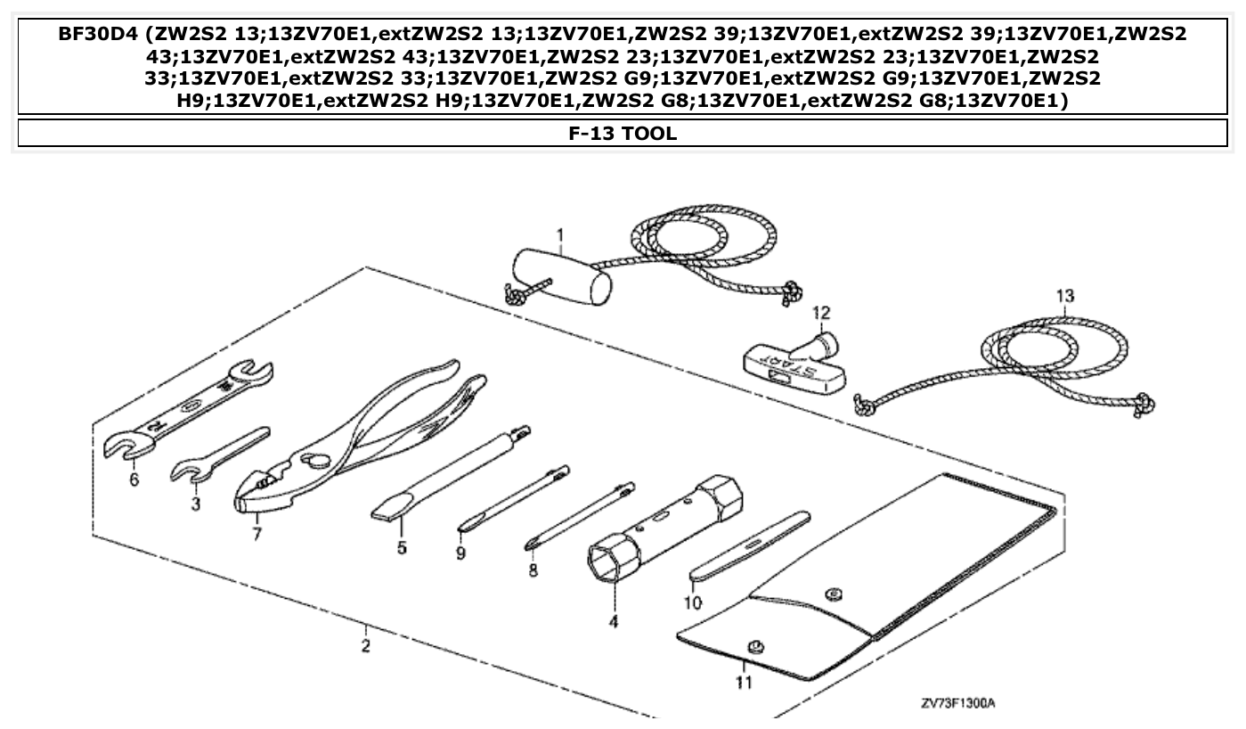 Honda BF30D4 TOOL parts diagram