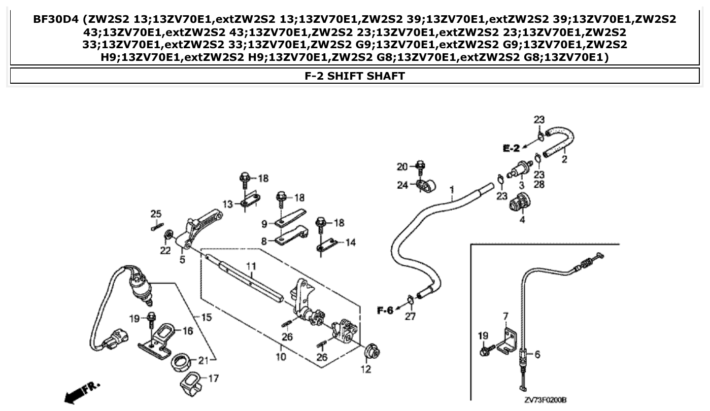 Honda BF30D4 SHIFT SHAFT parts diagram