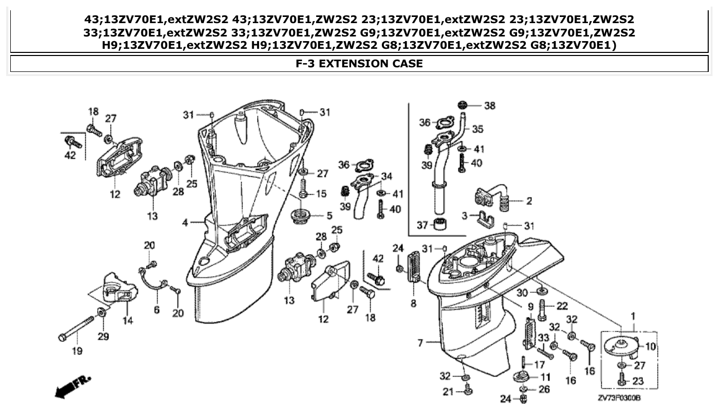 Honda BF30D4 EXTENSION CASE parts diagram