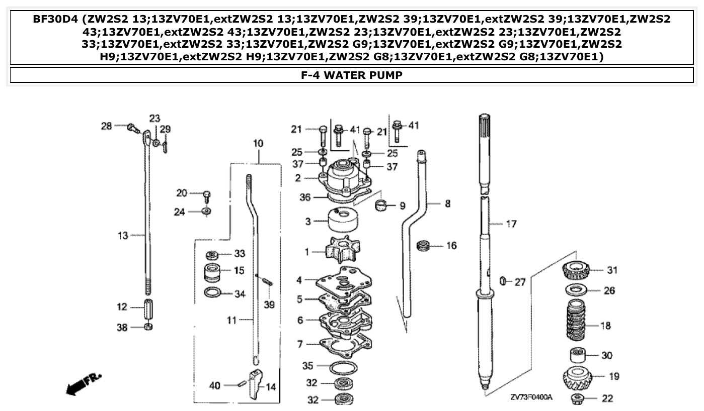 Honda BF30D4 WATER PUMP parts diagram