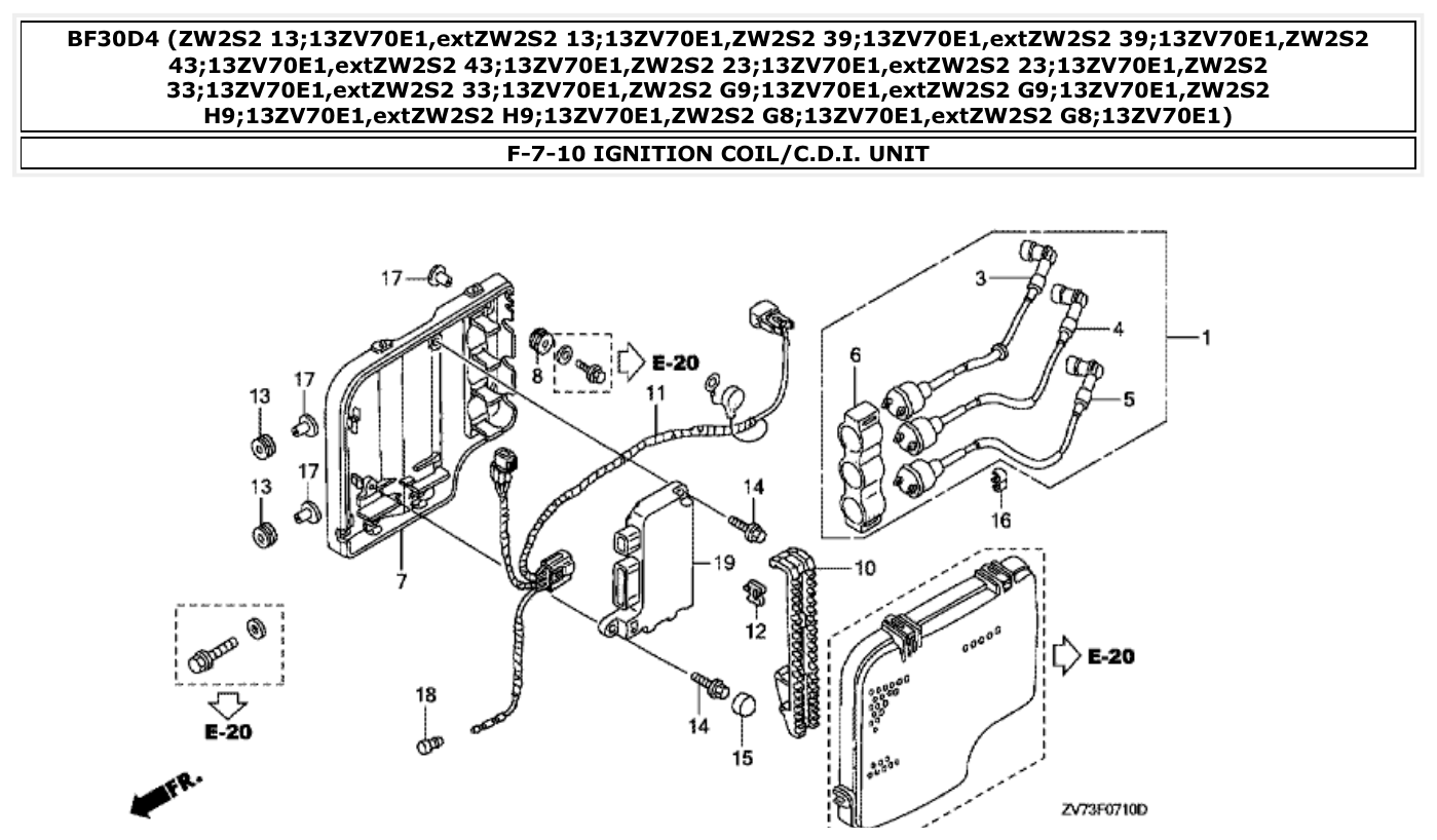 Honda BF30D4 IGNITION COIL/C.D.I. UNIT parts diagram