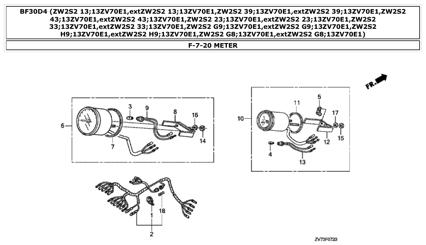 Honda BF30D4 METER parts diagram