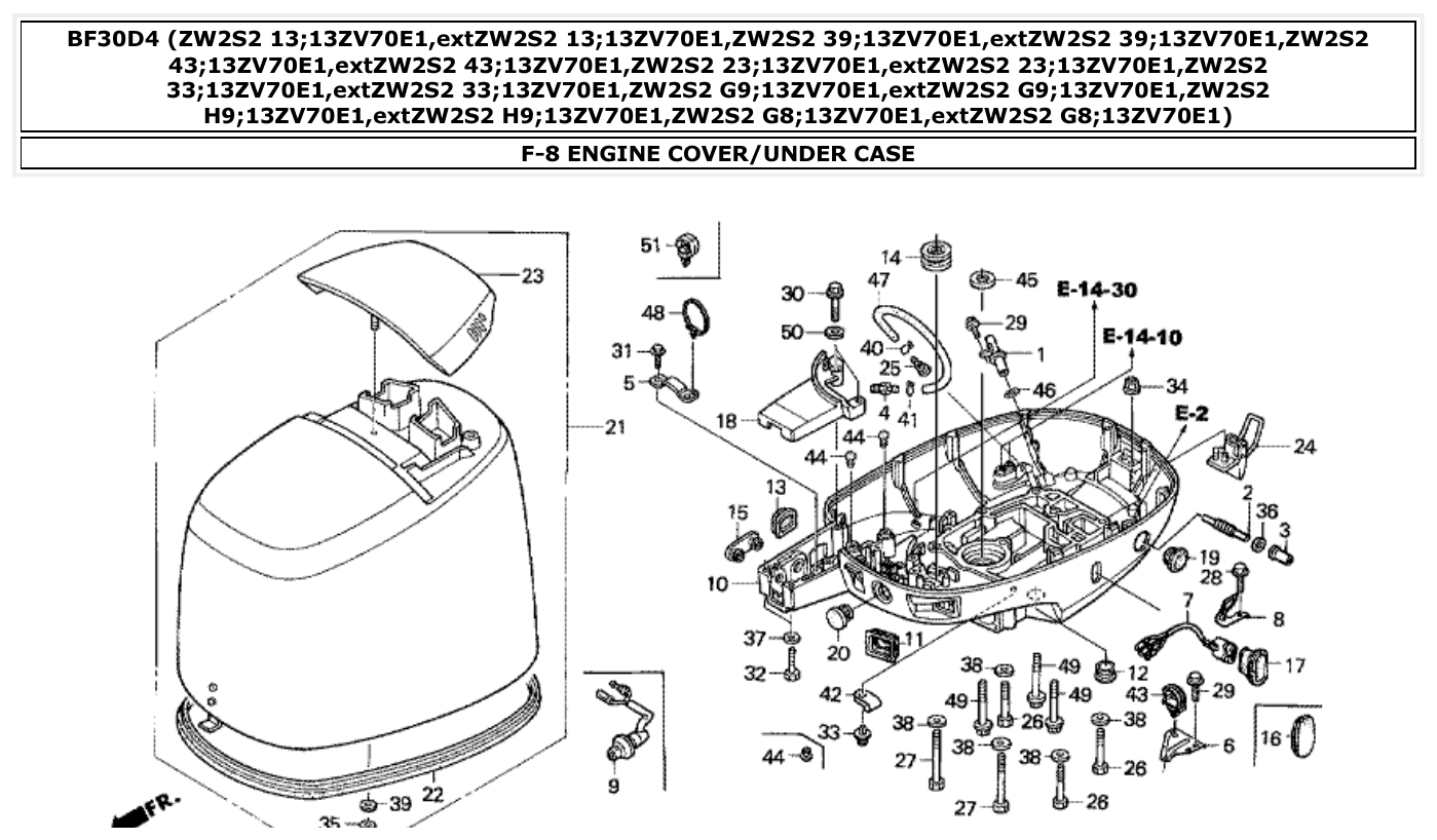 Honda BF30D4 ENGINE COVER/UNDER CASE parts diagram