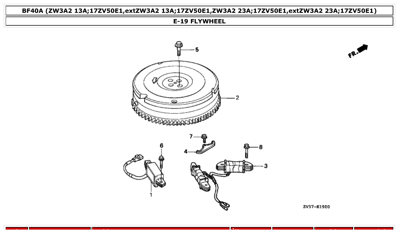 Honda BF40A FLYWHEEL parts diagram