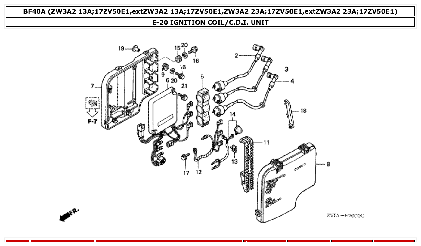 Honda BF40A IGNITION COIL/C.D.I. UNIT parts diagram