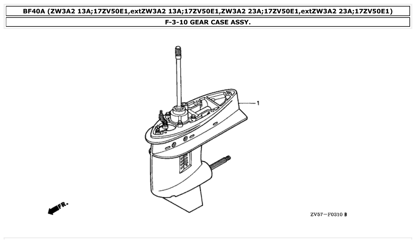Honda BF40A GEAR CASE ASSY. parts diagram