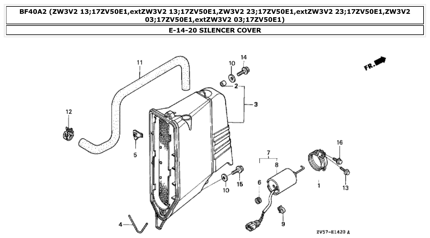 Honda BF40A2 SILENCER COVER parts diagram