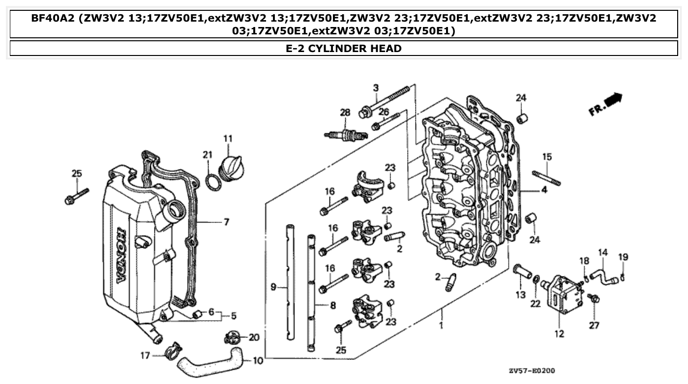 Honda BF40A2 CYLINDER HEAD parts diagram