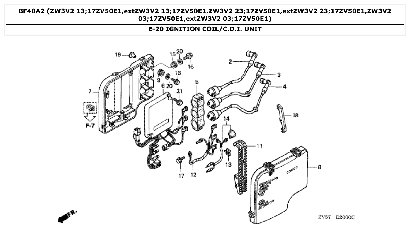 Honda BF40A2 IGNITION COIL/C.D.I. UNIT parts diagram