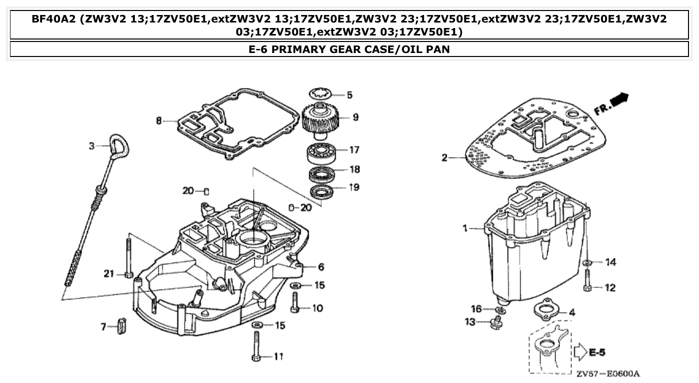 Honda BF40A2 PRIMARY GEAR CASE/OIL PAN parts diagram