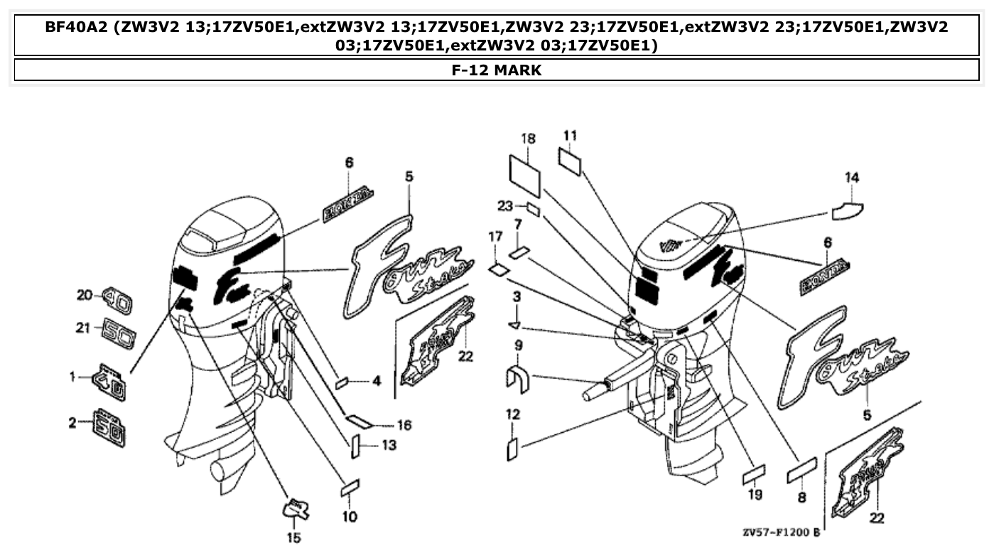 Honda BF40A2 MARK parts diagram