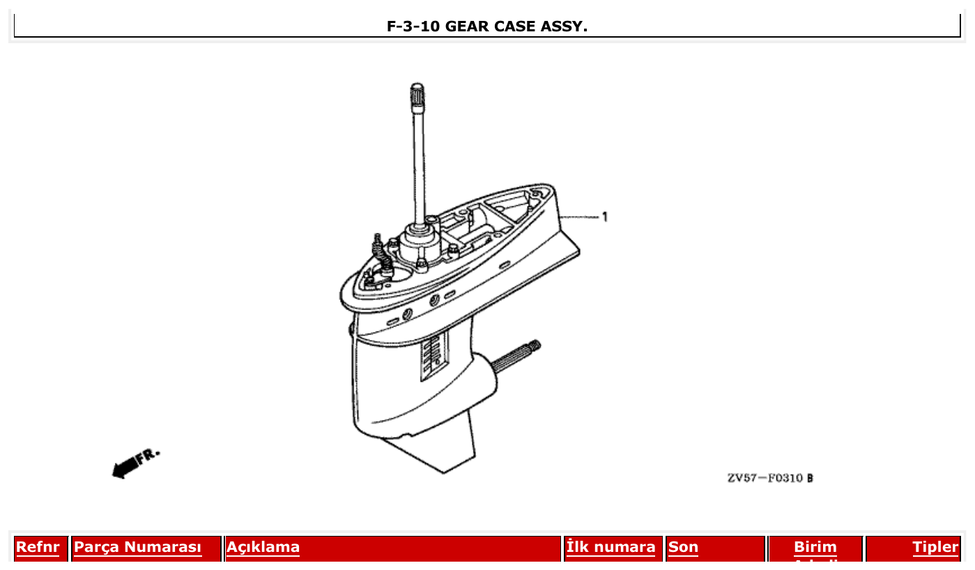 Honda BF40A2 GEAR CASE ASSY. parts diagram