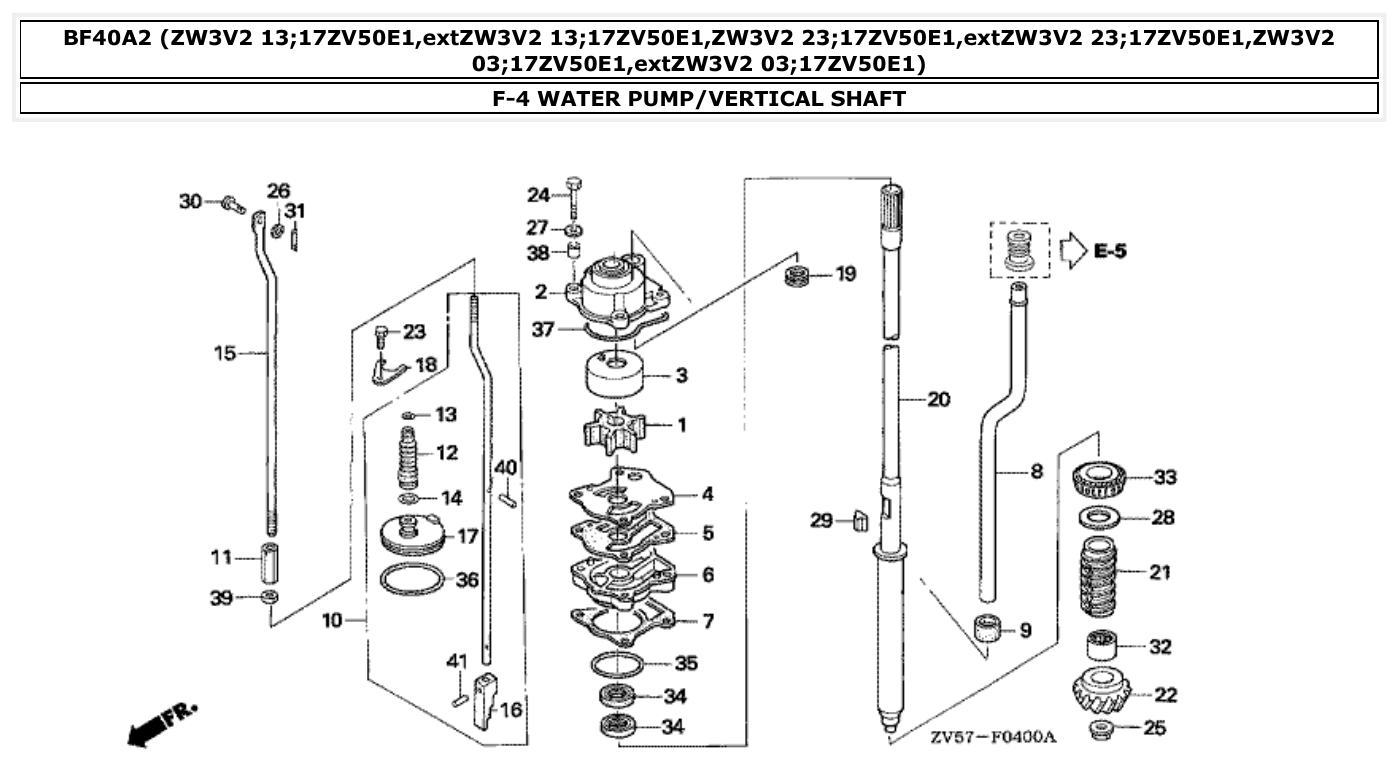 Honda BF40A2 WATER PUMP/VERTICAL SHAFT parts diagram