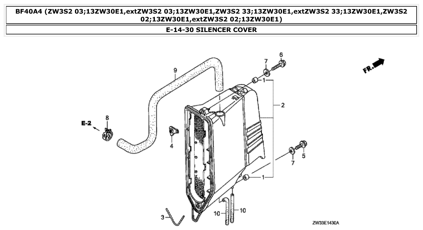 Honda BF40A4 SILENCER COVER parts diagram