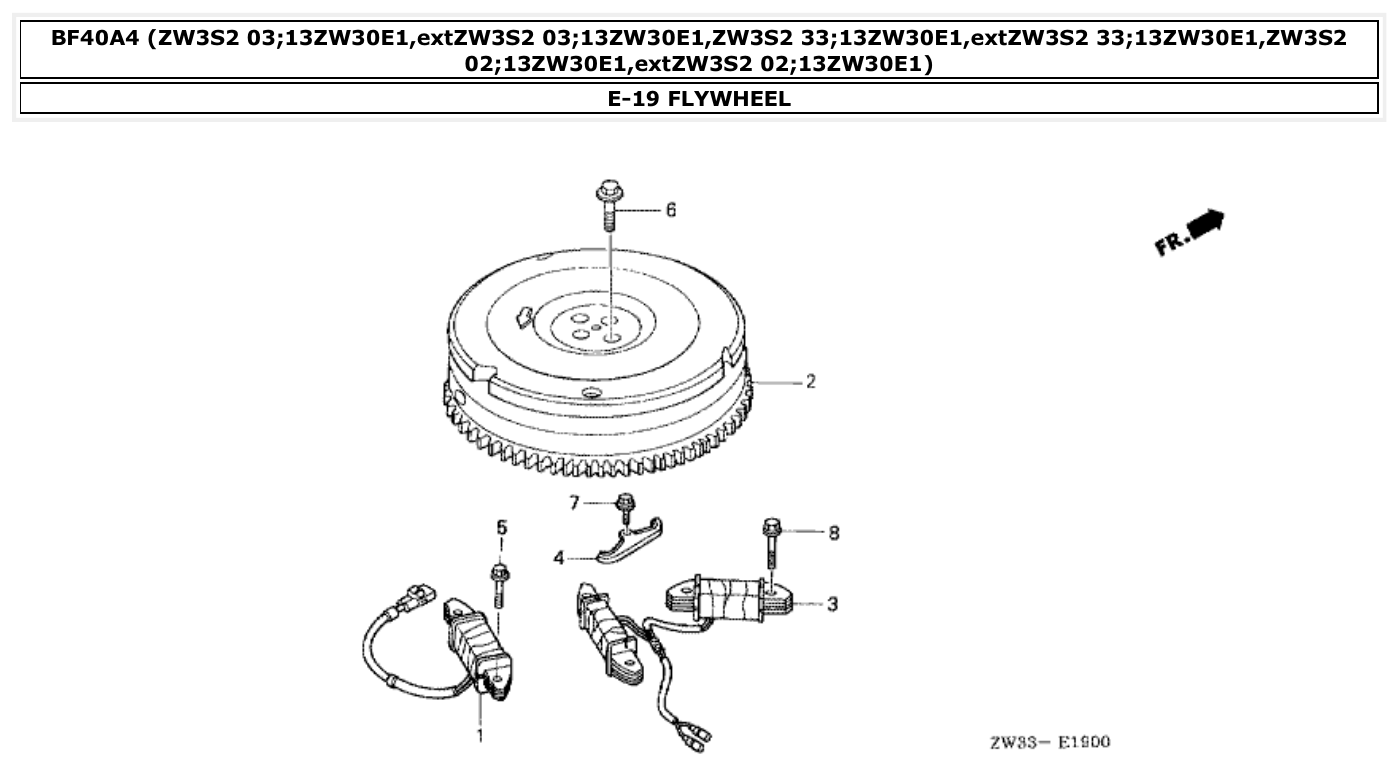 Honda BF40A4 FLYWHEEL parts diagram