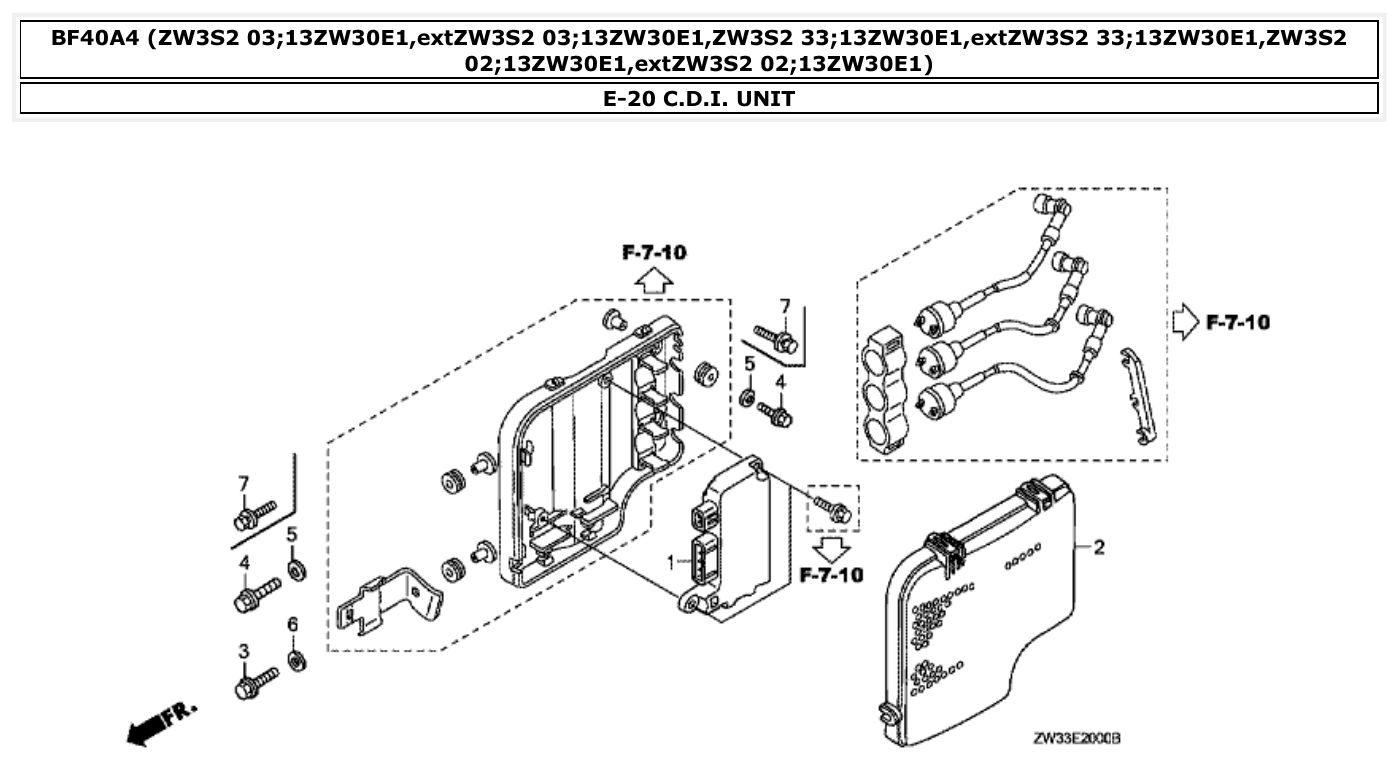 Honda BF40A4 C.D.I. UNIT parts diagram