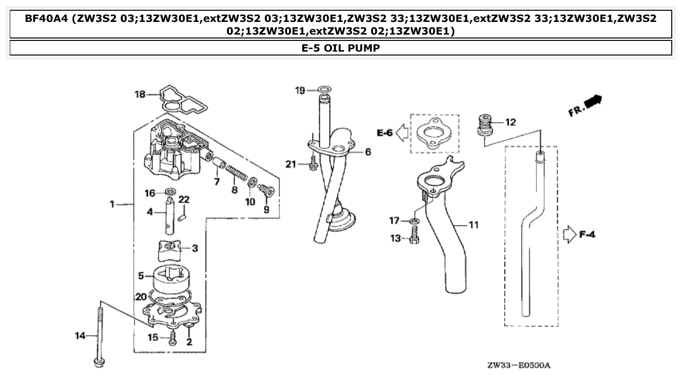 Honda BF40A4 OIL PUMP parts diagram