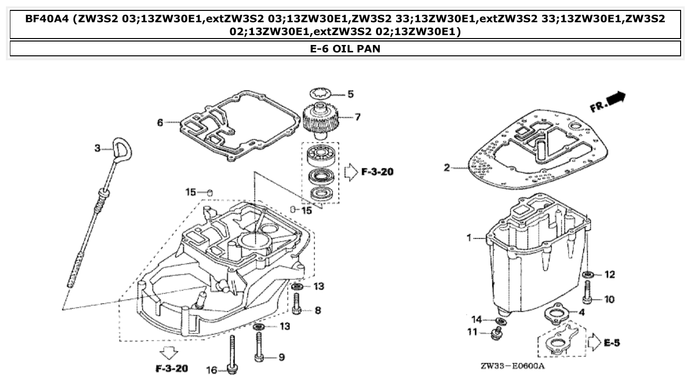 Honda BF40A4 OIL PAN parts diagram