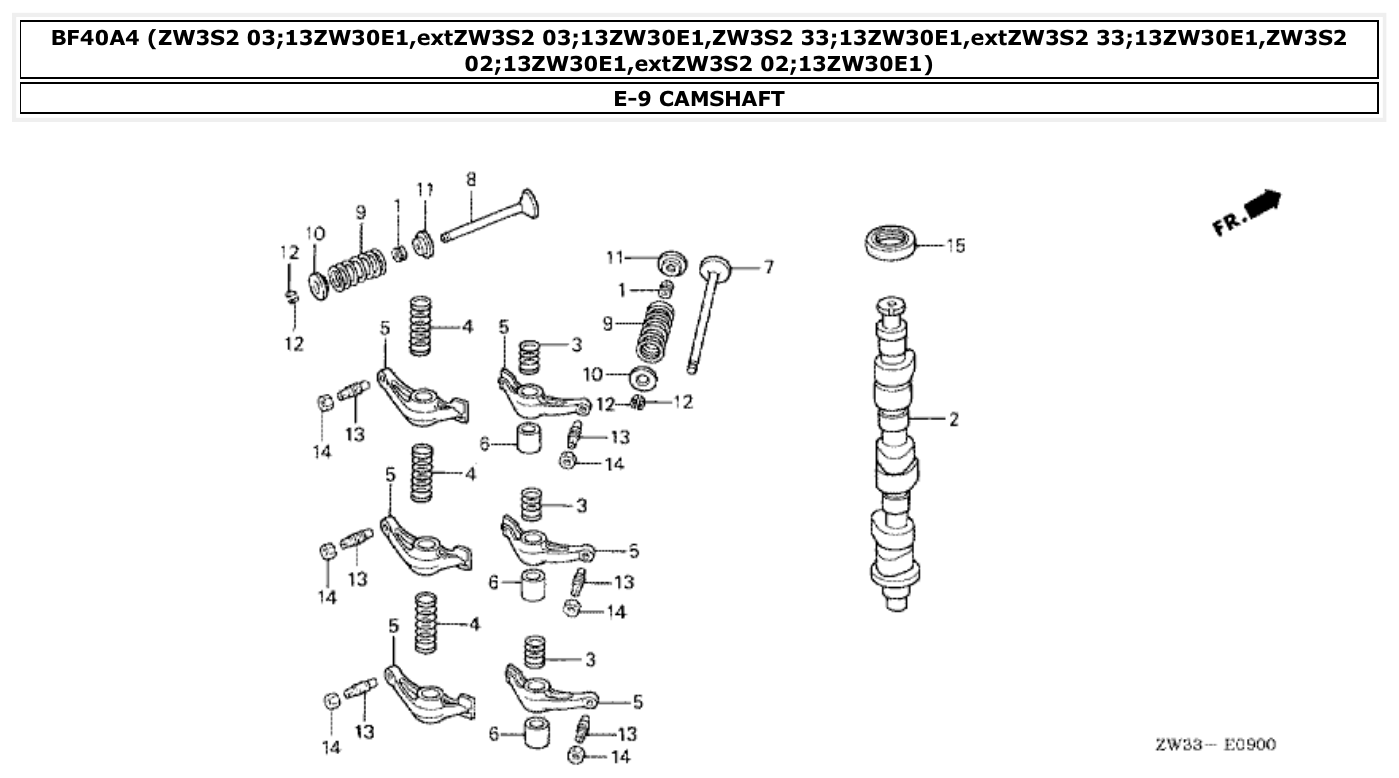 Honda BF40A4 CAMSHAFT parts diagram