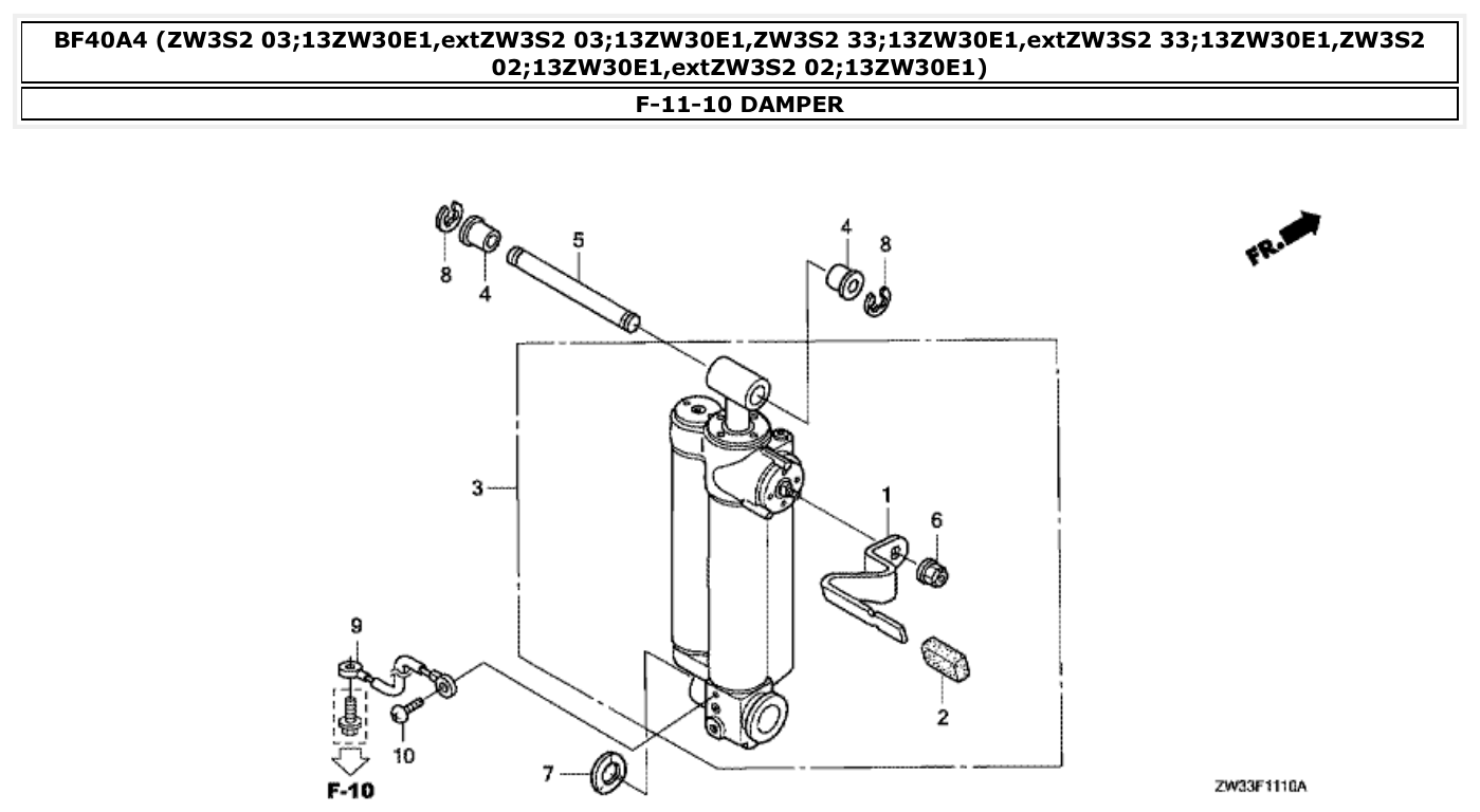 Honda BF40A4 DAMPER parts diagram
