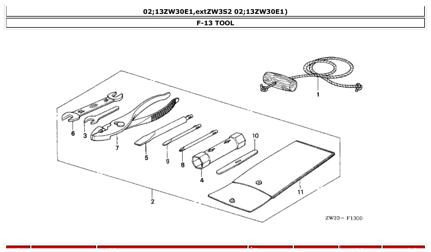 Honda BF40A4 TOOL parts diagram