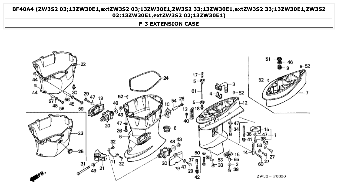 Honda BF40A4 EXTENSION CASE parts diagram