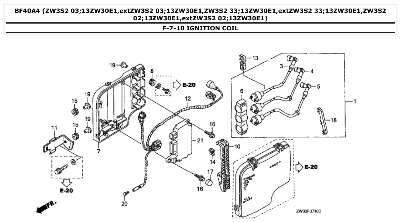 Honda BF40A4 IGNITION COIL parts diagram