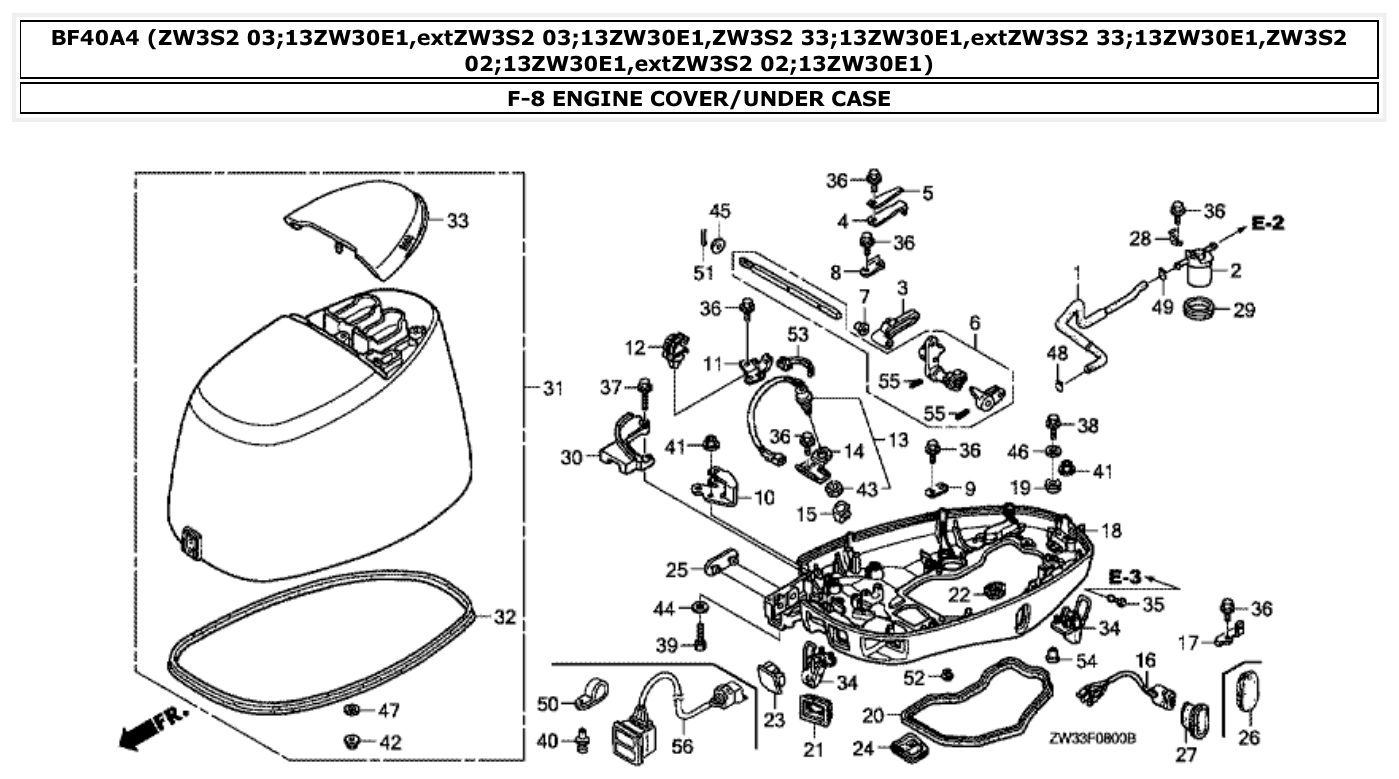 Honda BF40A4 ENGINE COVER/UNDER CASE parts diagram