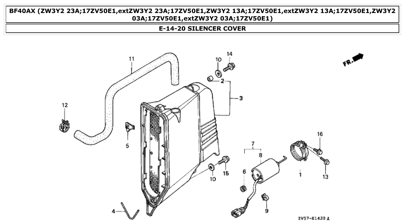 Honda BF40AX SILENCER COVER parts diagram