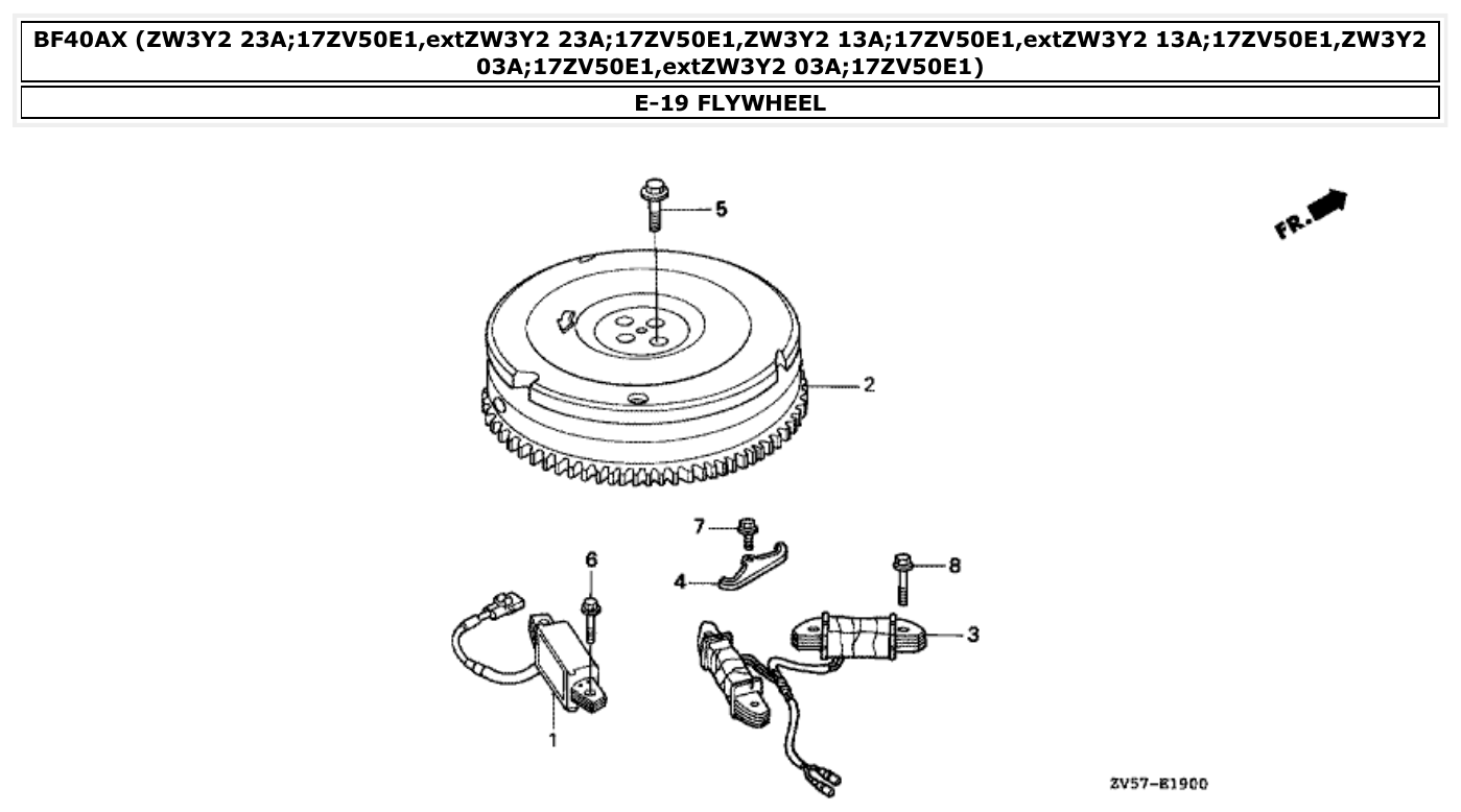 Honda BF40AX FLYWHEEL parts diagram