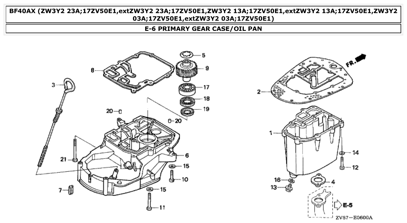 Honda BF40AX PRIMARY GEAR CASE/OIL PAN parts diagram