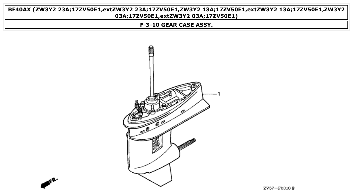 Honda BF40AX GEAR CASE ASSY. parts diagram