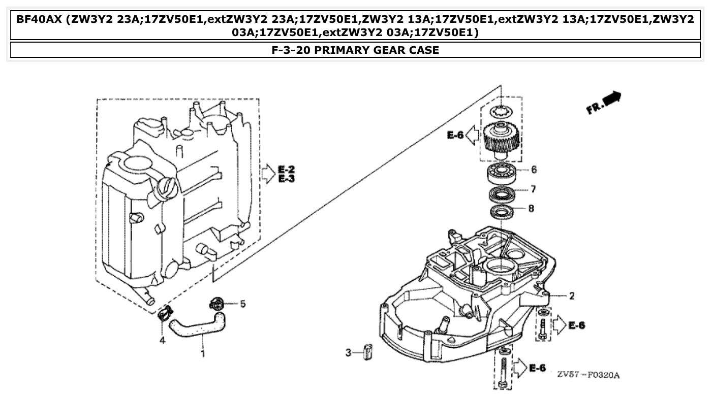 Honda BF40AX PRIMARY GEAR CASE parts diagram