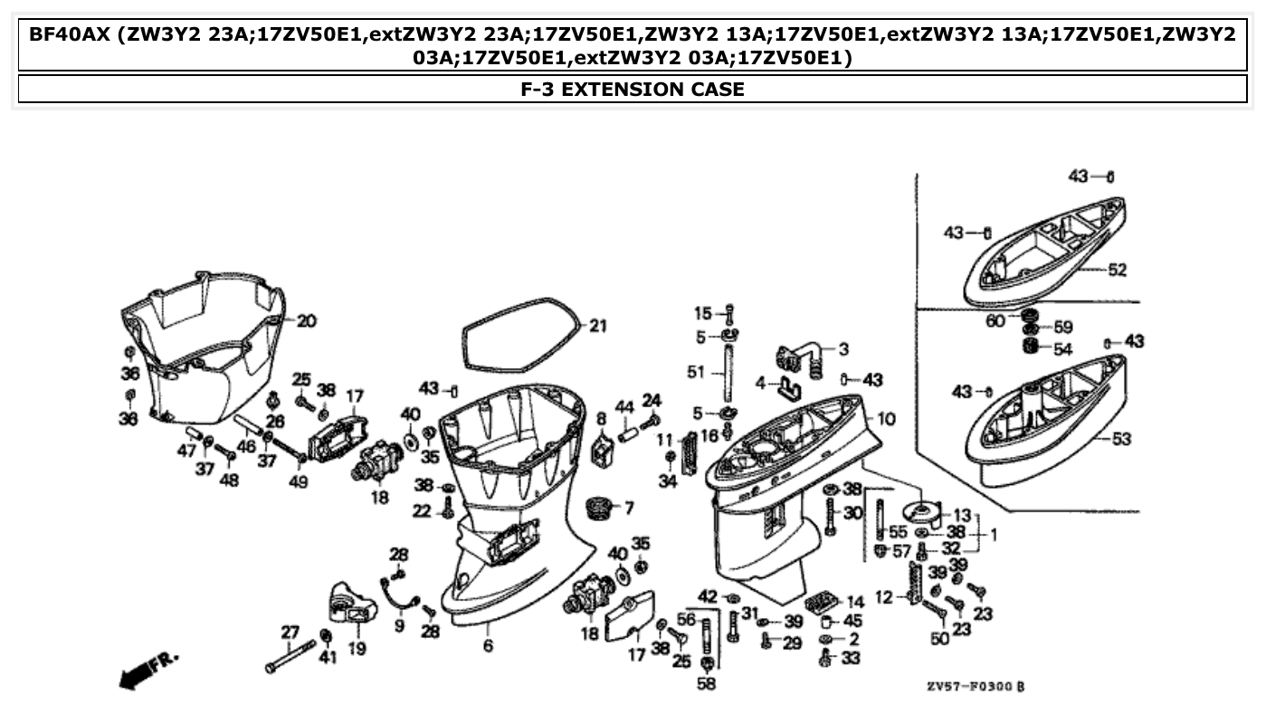 Honda BF40AX EXTENSION CASE parts diagram