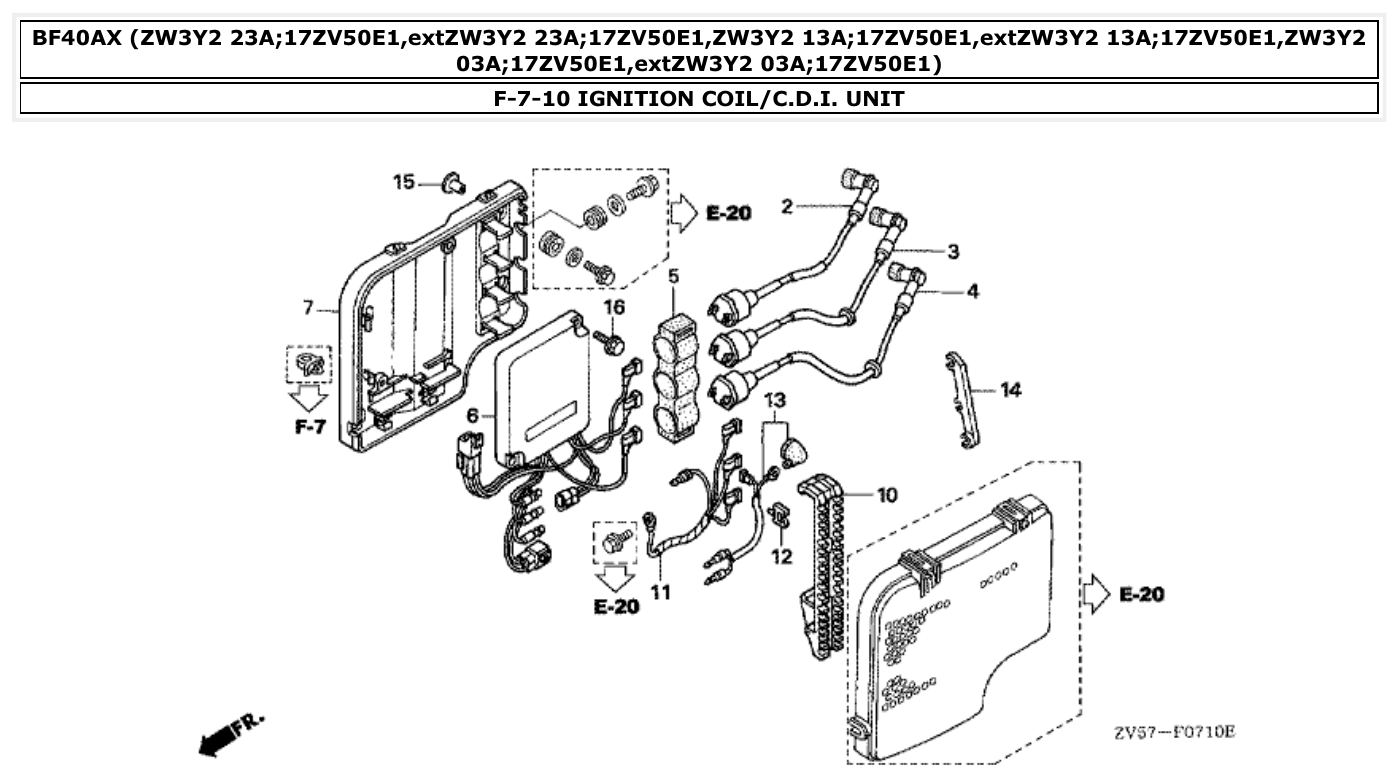 Honda BF40AX IGNITION COIL/C.D.I. UNIT parts diagram