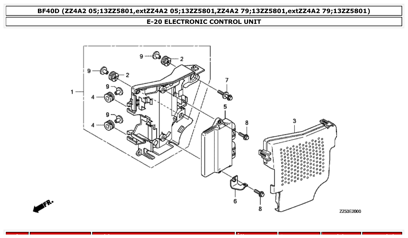 Honda BF40D ELECTRONIC CONTROL UNIT parts diagram