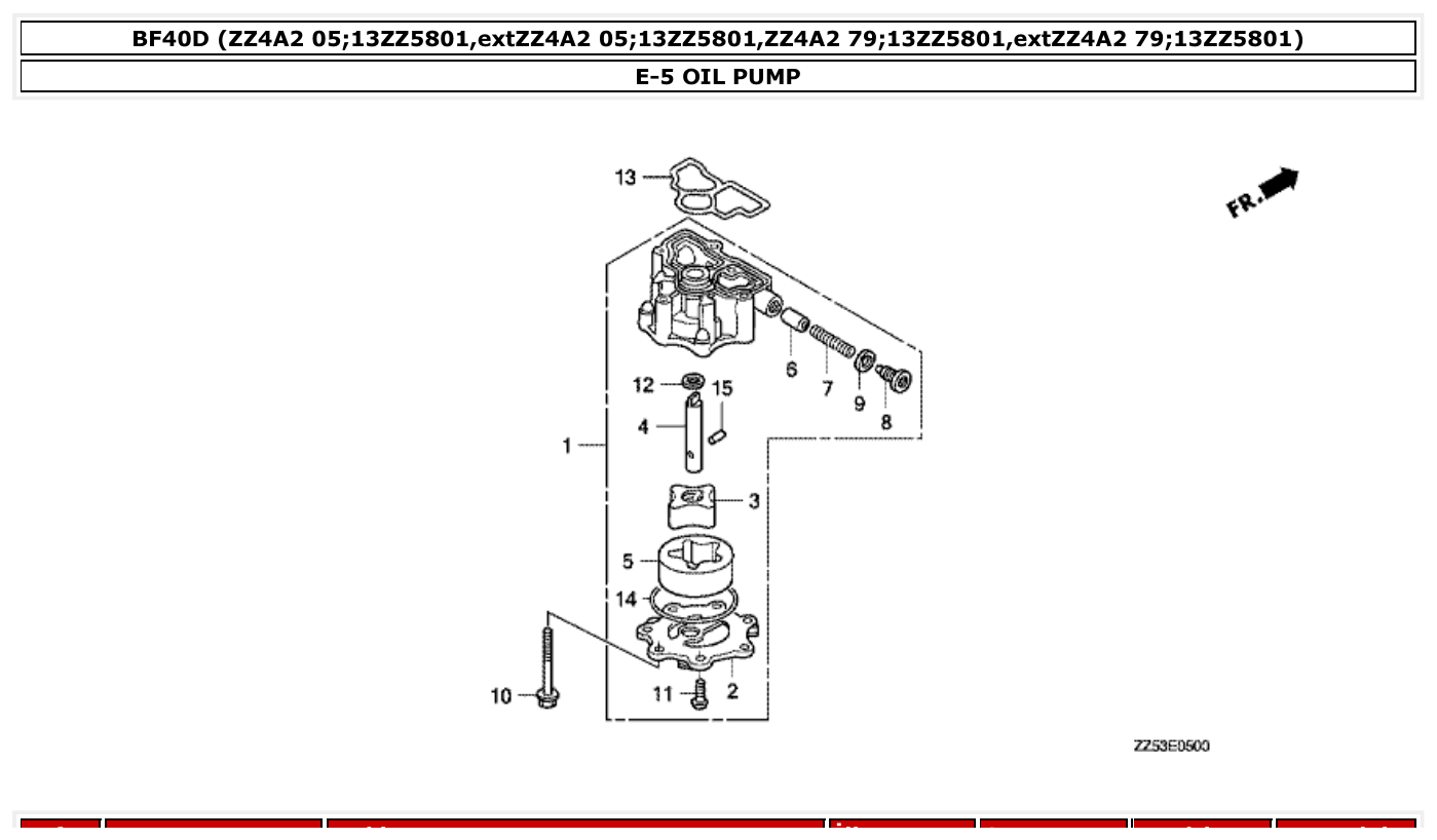 Honda BF40D OIL PUMP parts diagram