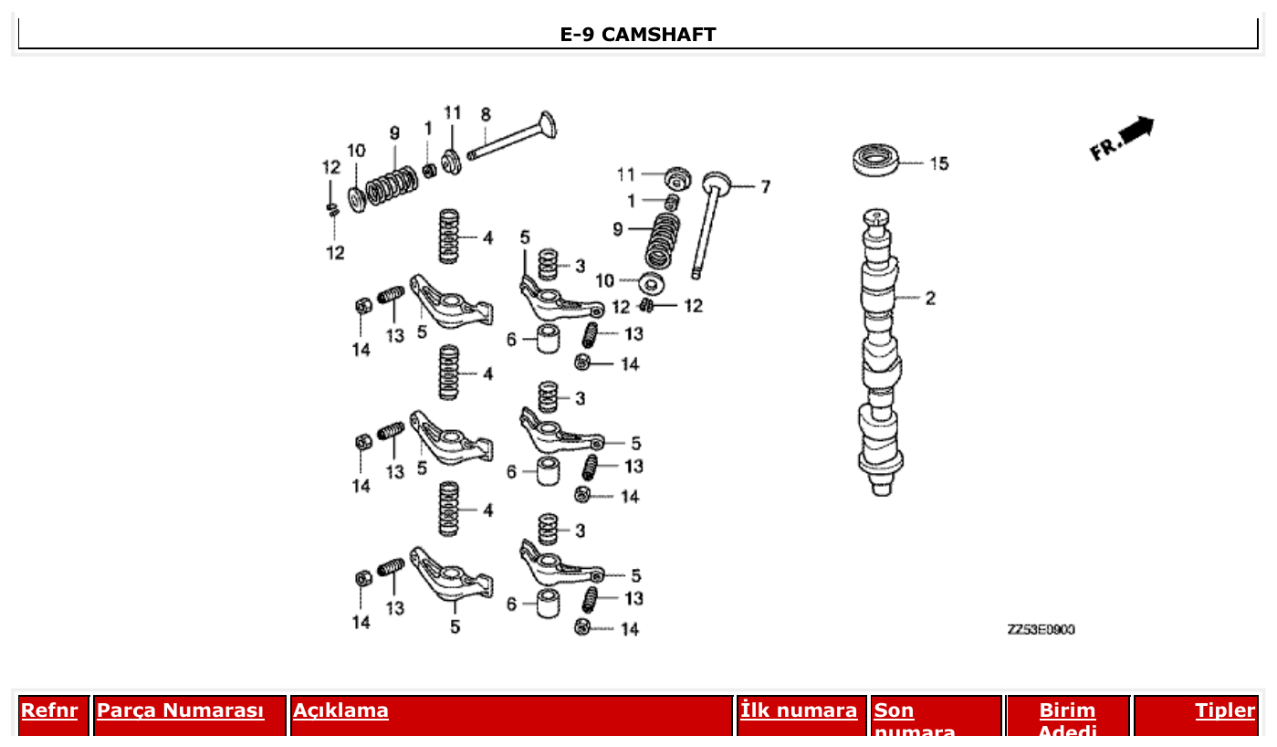Honda BF40D CAMSHAFT parts diagram