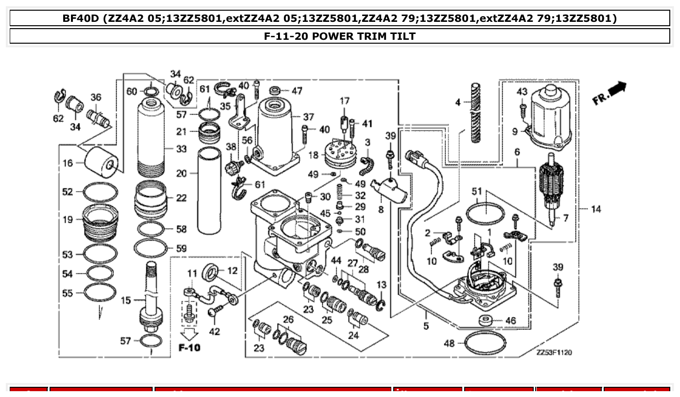 Honda BF40D POWER TRIM TILT parts diagram