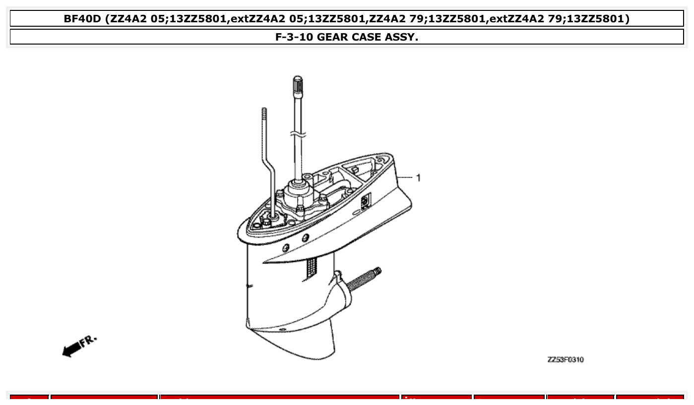 Honda BF40D GEAR CASE ASSY. parts diagram